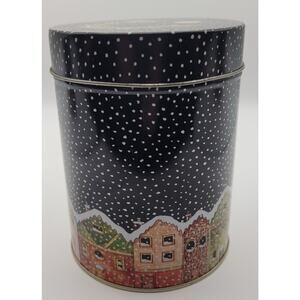Set of Lynn Gates Nesting Christmas Tins Snowy Town with Santa on Lid